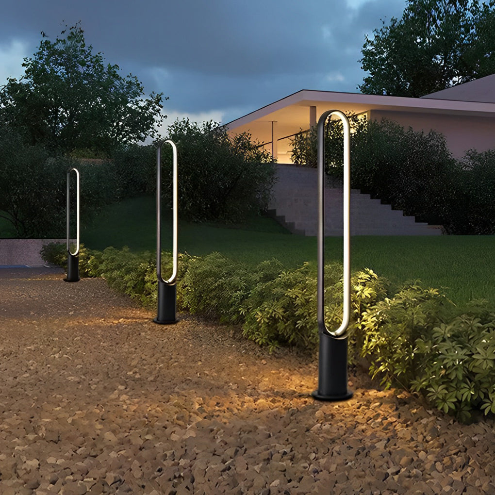 Modern Long Linear LED Solar Pathway Lights in Black , Waterproof