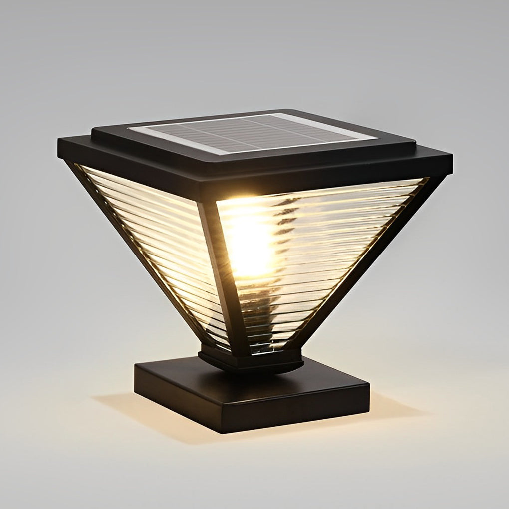Drucilla Simple Geometric Modern Steel Outdoor Fence Post Lights