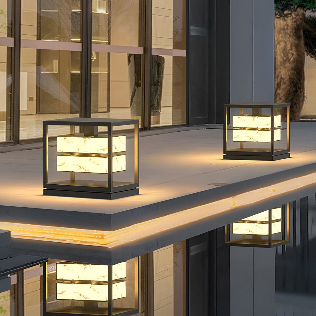 Herdsm Square LED Modern Steel Outdoor Post Caps Lights