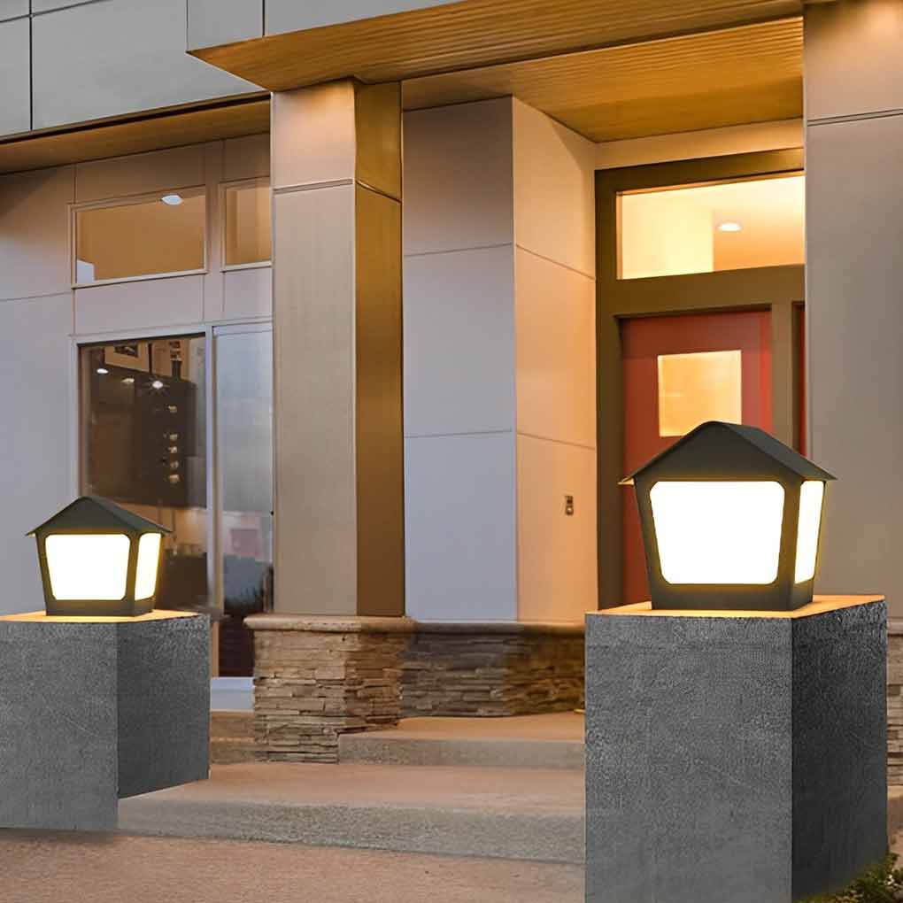 Gida Cottage Shaped LED Modern Outdoor Post Pillar Light