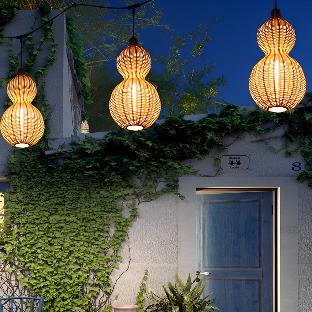 Bata Woven Gourd Rattan Outdoor Pendant Light