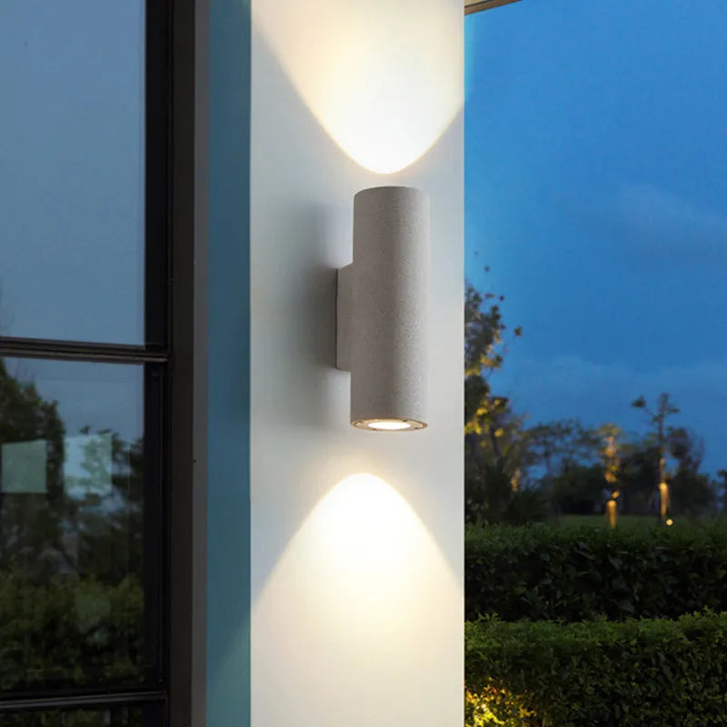 Ray Minimalist Cylindrical Double-headed Cement Outdoor Wall Lamp, Black/White - Neutral Decor