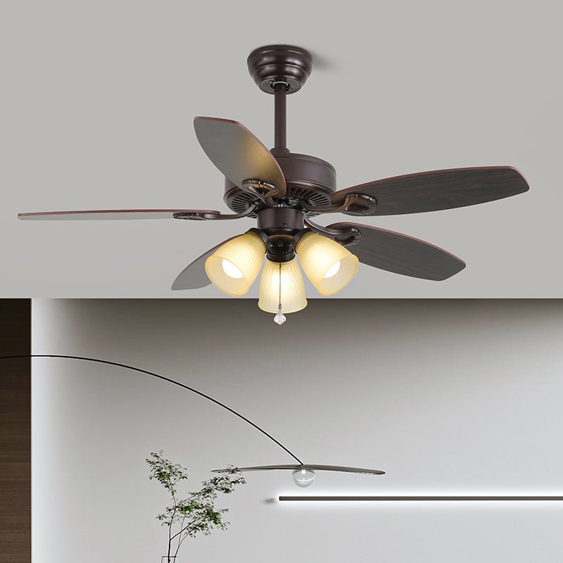 Solara Classic Wood Glass Ceiling Fan Light-Neutral Decor