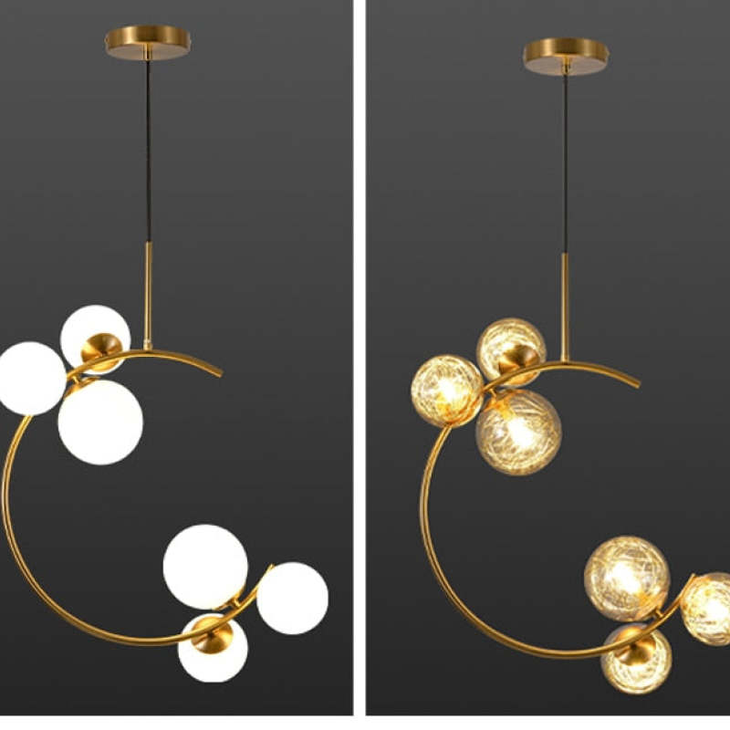 Valentina Modern Glass Globe Pendant Light, Metal & Glass, 3 Style - Neutral Decor
