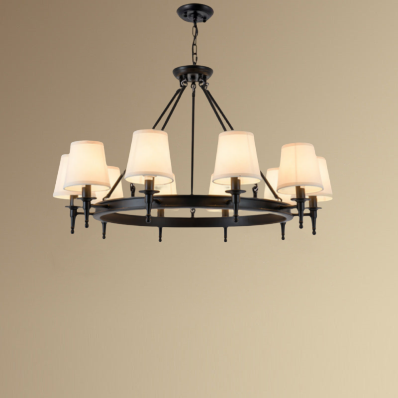 Silva vintage Ring Metal/Fabric Chandelier, Black/Copper - Neutral Decor