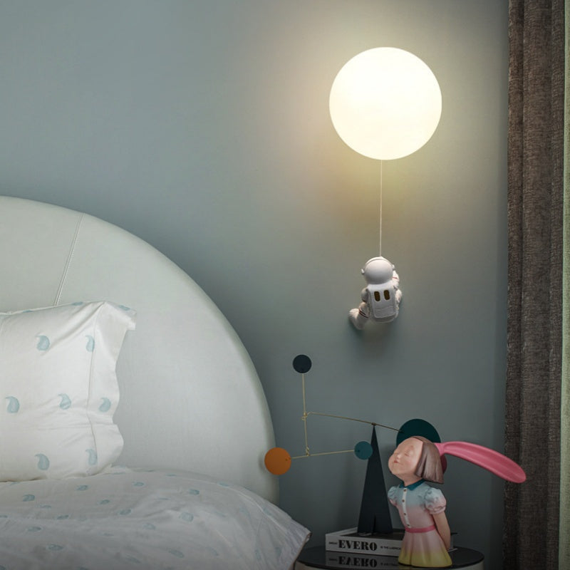 Aria Modern Moon LED Indoor Wall Lamp White Resin Kid's Room - Neutral Decor