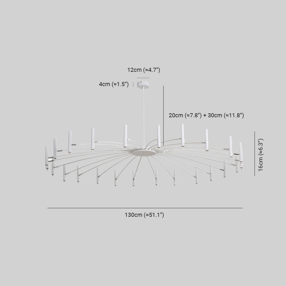 Arisha Modern Blown Linear Metal Multi-heads Chandelier - Neutral Decor
