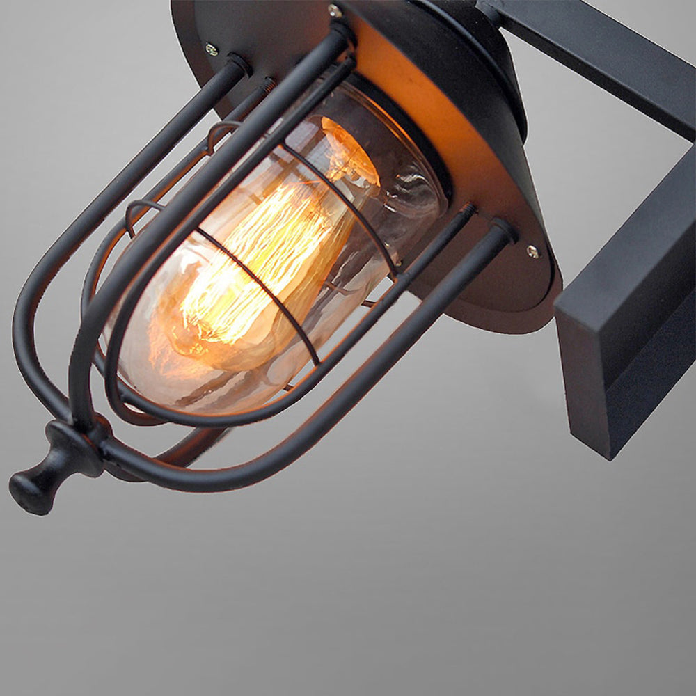 Ray Vintage Lantern Shaped Metal Outdoor Wall Lamp, Black - Neutral Decor