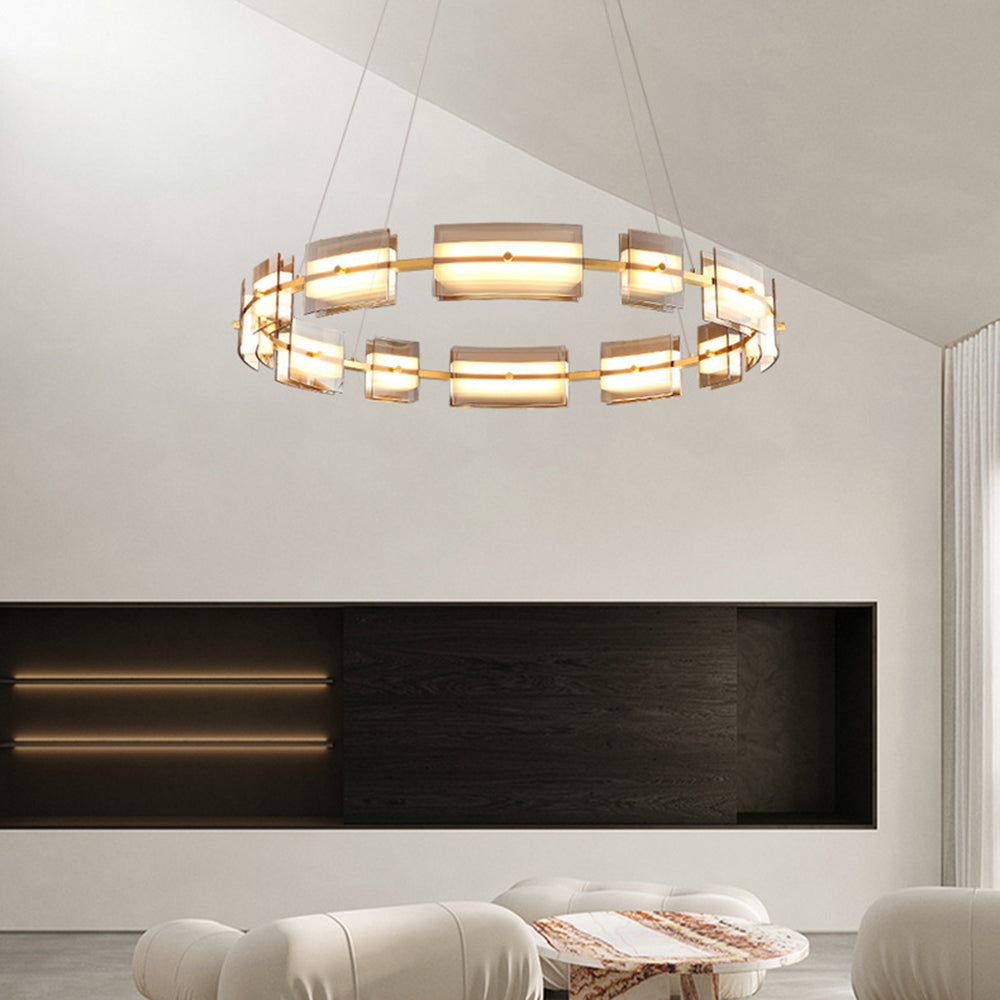 Arisha Minimalist Ring Metal Pendant Light,Black/Gold - Neutral Decor
