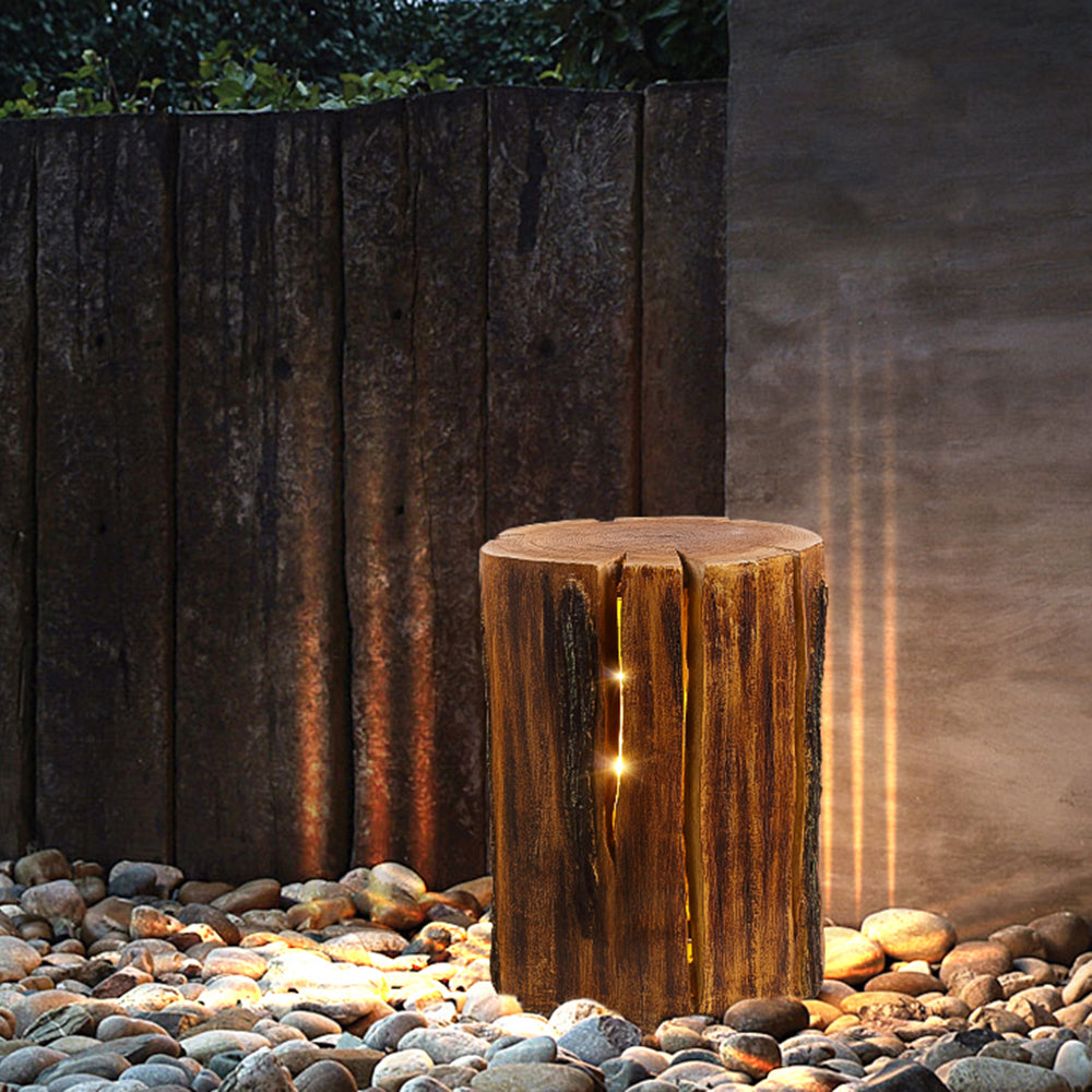 Ray Natural Column Wood Outdoor Floor Lamp Table - Neutral Decor