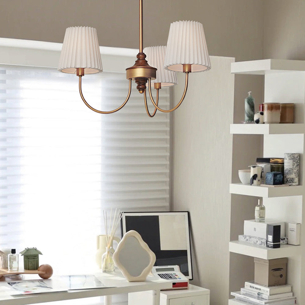 Silva Modern Retro Fabric Chandelier, White/Green - Neutral Decor