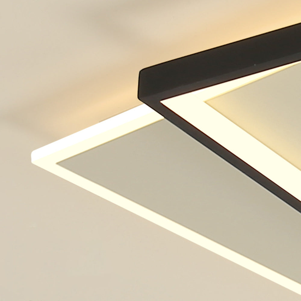 Arisha Modern Square/ Round Flush Mount Ceiling Light, Black with White - Neutral Decor