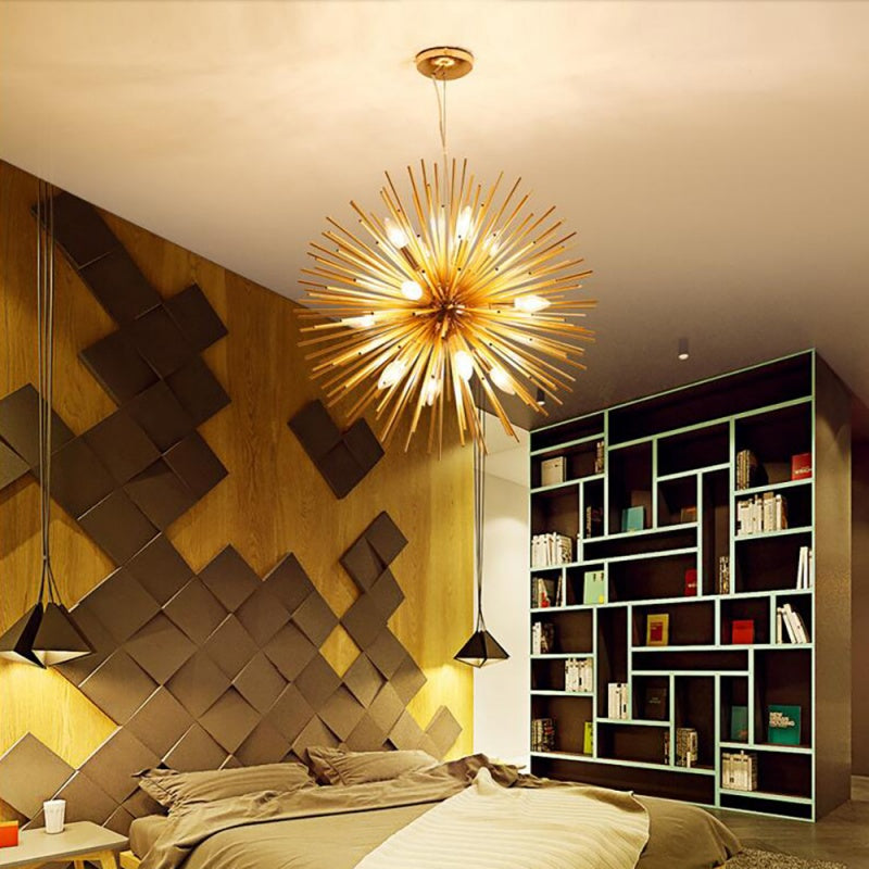 Arisha Modern LED Chandelier Gold Metal Dining/Living Room/Bedroom - Neutral Decor