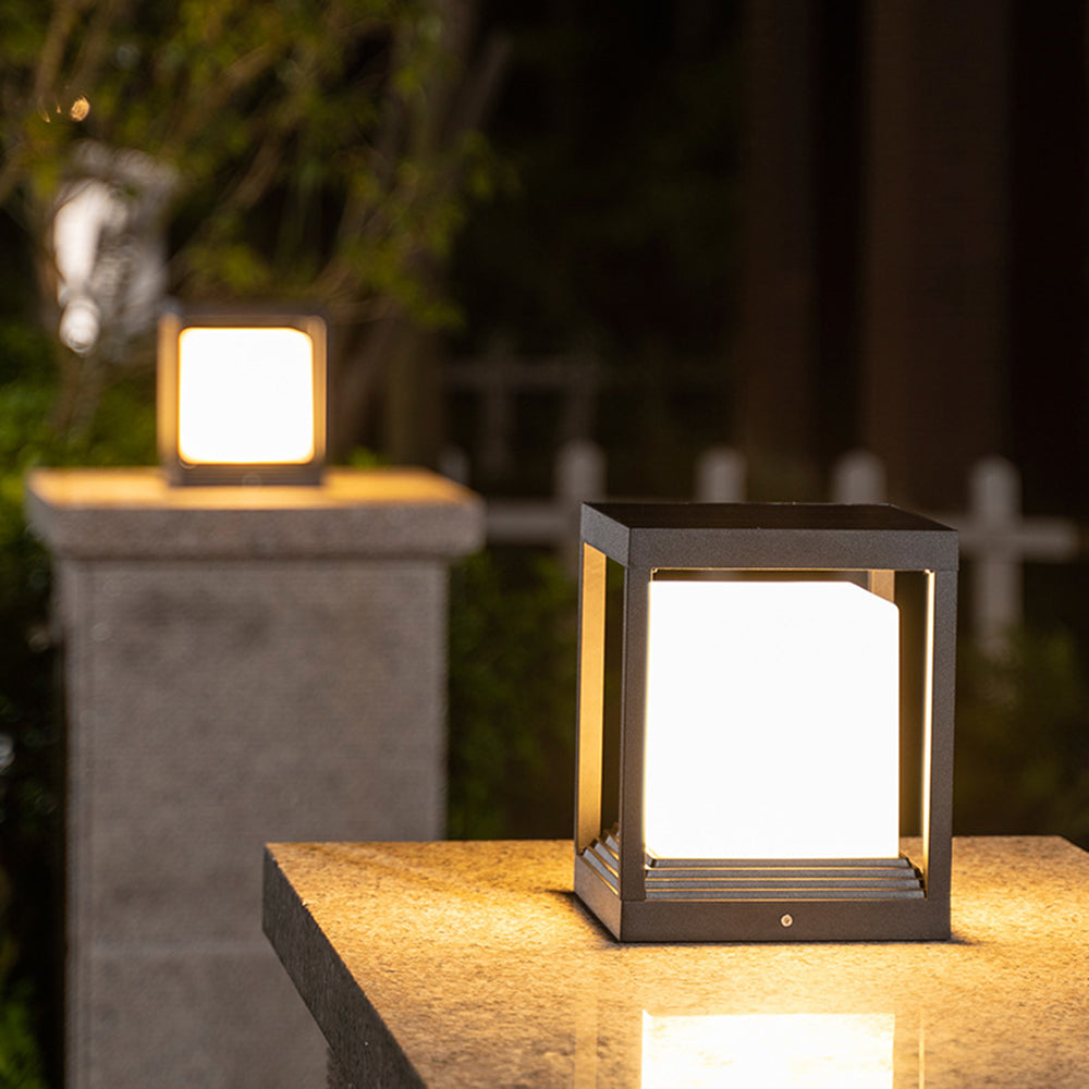 Ray Modern Rectangular Metal Outdoor Lamps, Black - Neutral Decor