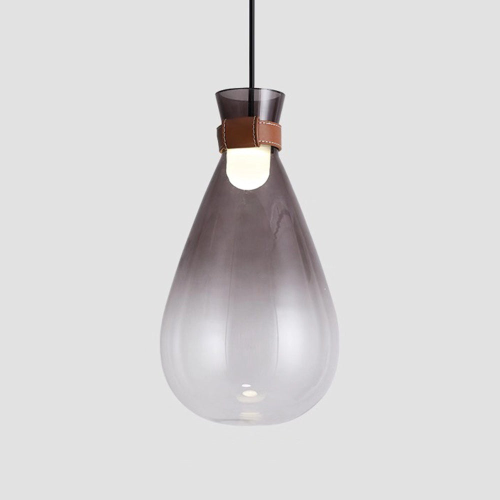 Valentina Minimalist Teardrop Shaped Glass Pendant Light, Smoke Gray/White - Neutral Decor