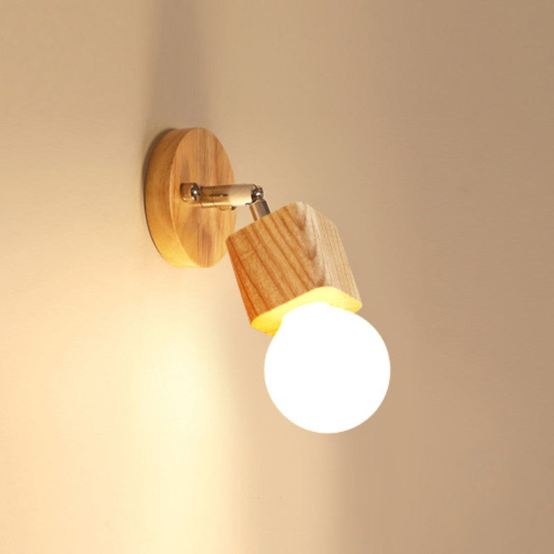 Muto Modern Square Globe Metal/Wood Wall Lamp, Vanity Light - Neutral Decor
