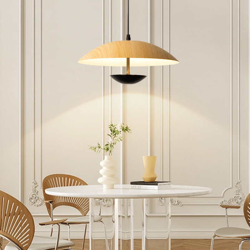 Valentina Modern LED Pendant Light White Wood Metal Bedroom - Neutral Decor