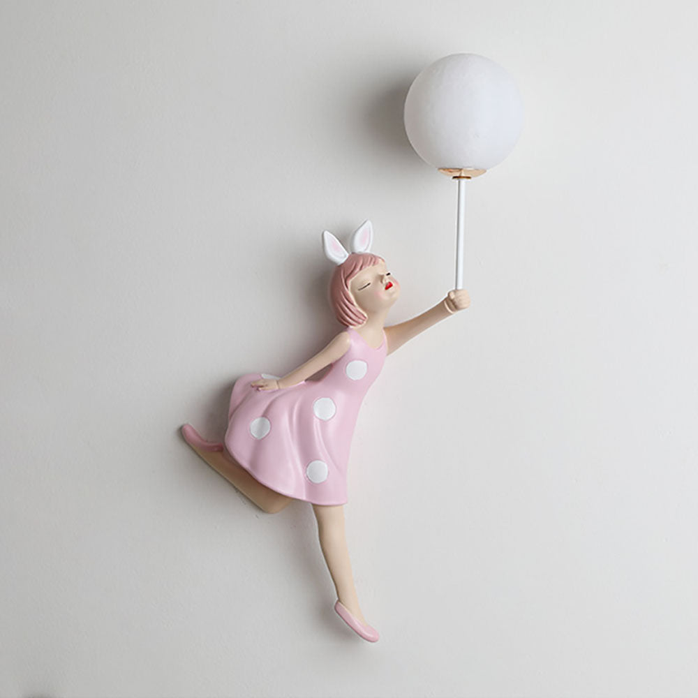 Arisha Modern Balloon/Girl Shape Acrylic Pink Wall Lamp - Neutral Decor