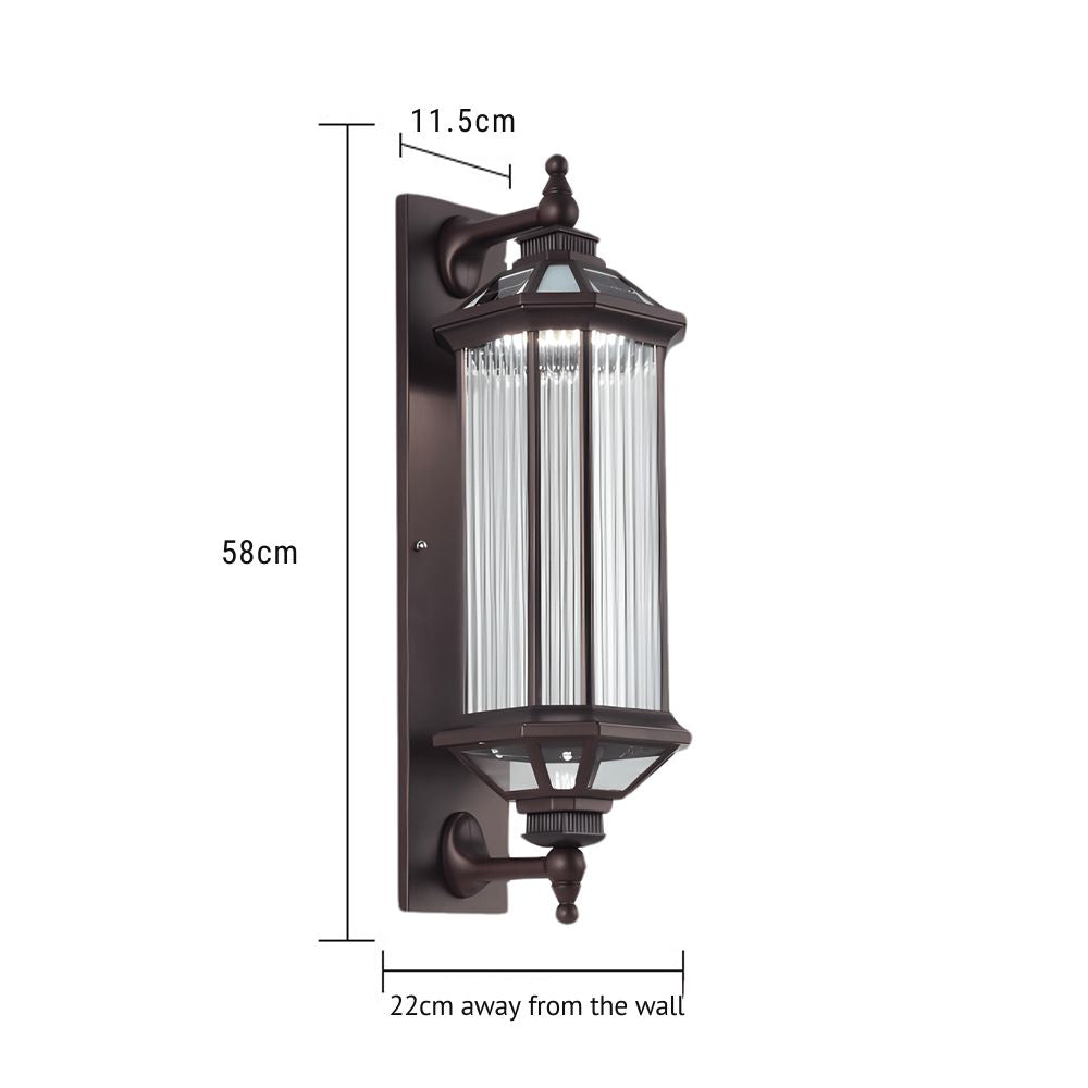 Peacemy Retro Ribbed Solar Glass Outdoor Wall Light