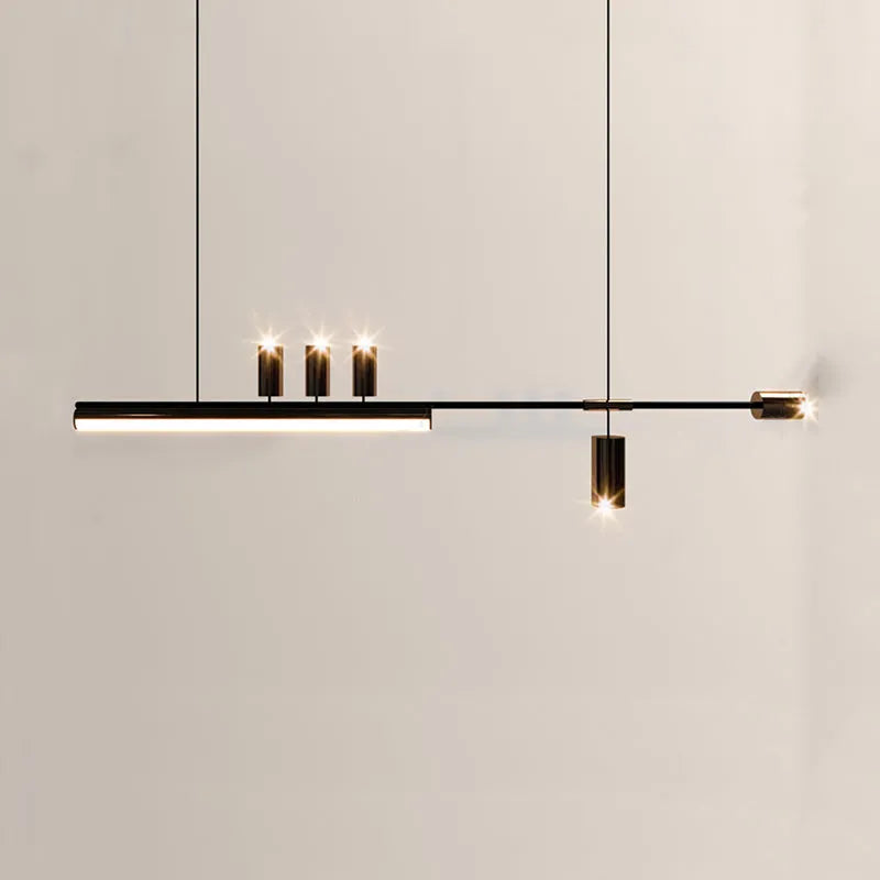 Arisha Modern Minimalist Liner Pendant Light, Gold/Black 5 Head - Neutral Decor