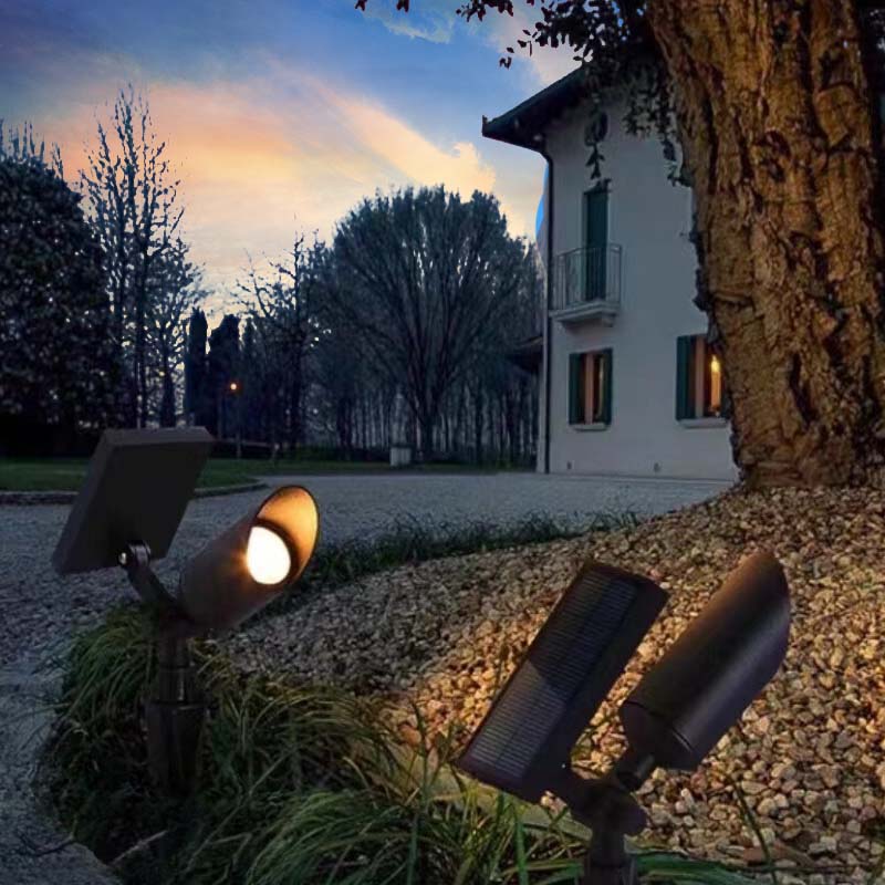 Ray Modern Round Glass/Metal Solar Outdoor Ground Lamp Spotlight - Neutral Decor