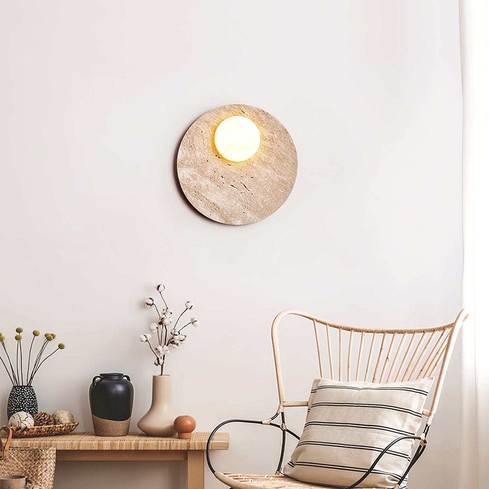 Vizoriel Travertine Wall Light-Neutral Decor