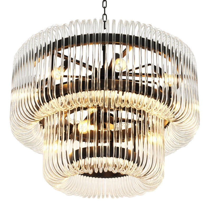 Kristy Modern Luxury LED Chandelier Ceiling Light Black/Gold Glass Living Room - Neutral Decor