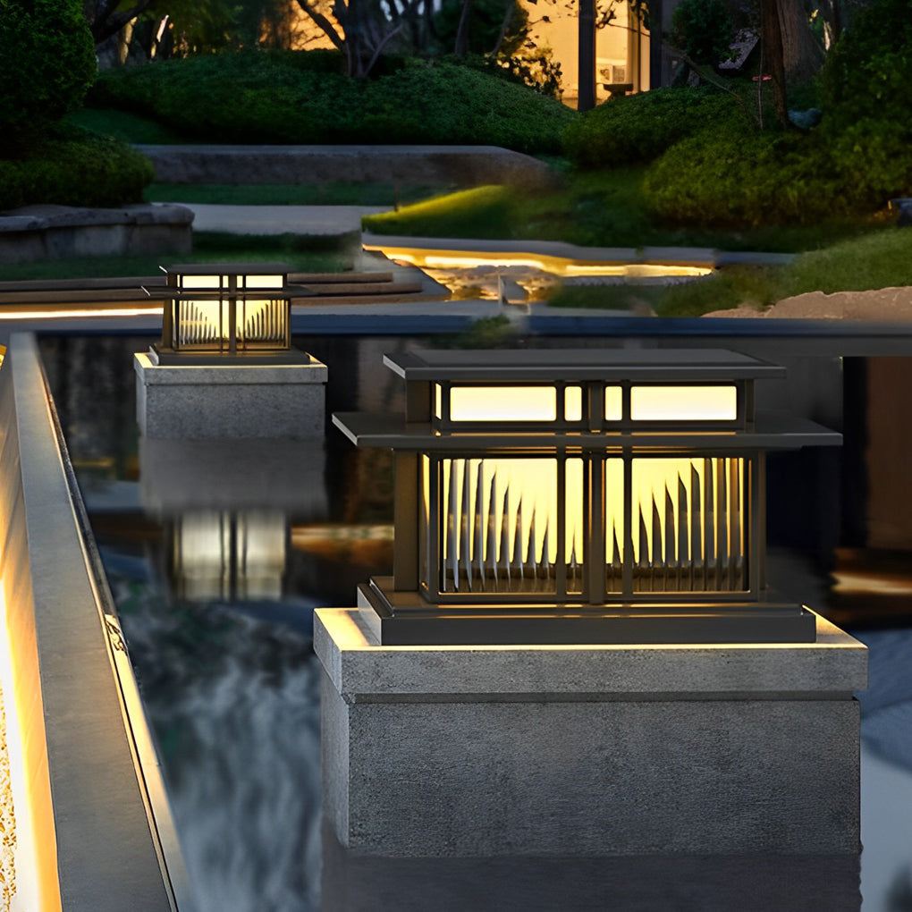Haylyy Modern Solar Post Caps Glass Outdoor Pillar Light