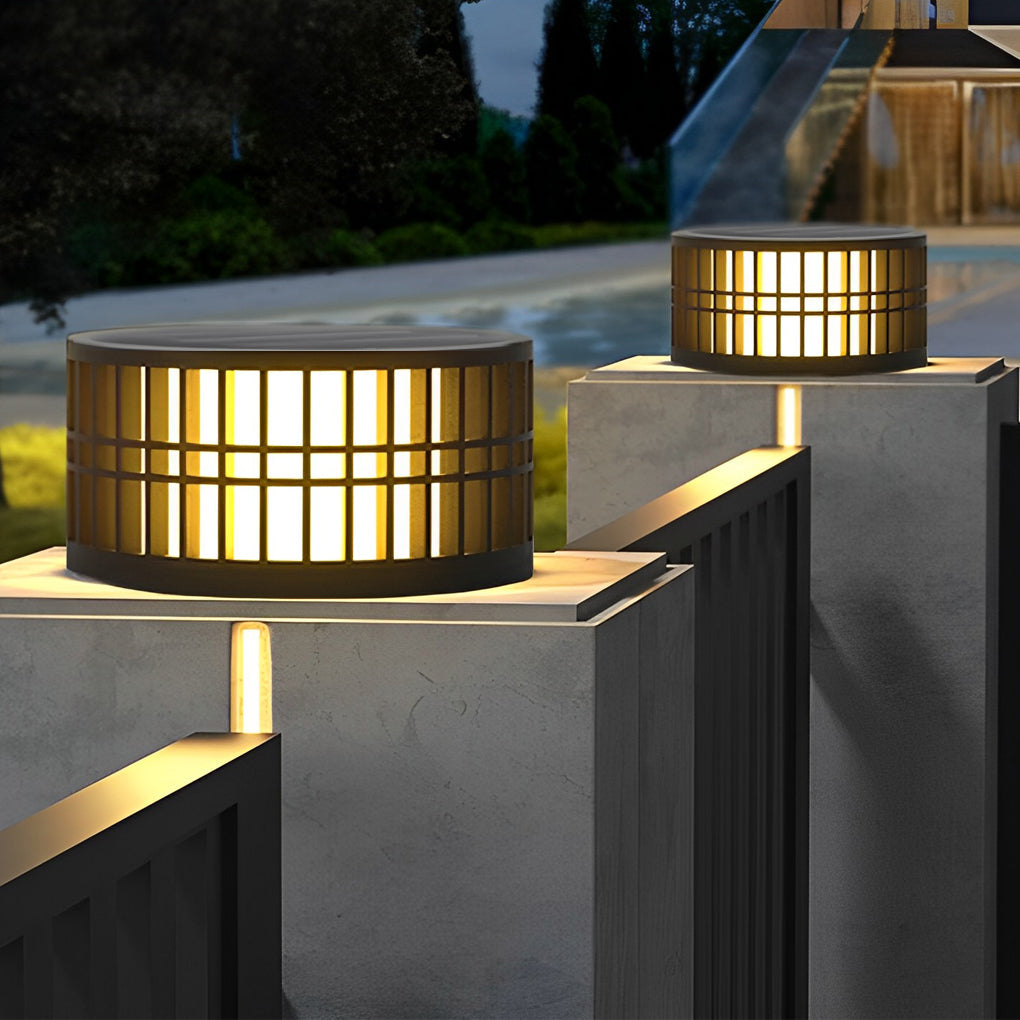 Shining Round Creative LED Modern Steel Outdoor Fence Post Lights