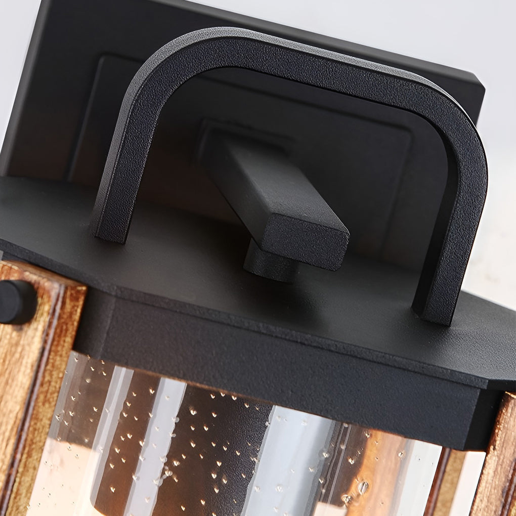 Anita Lantern Industrial Glass Outdoor Sconce Wall Light