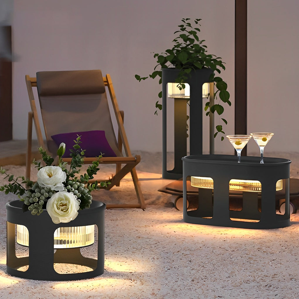 Bobie Round Under-Table Solar Steel Outdoor Light