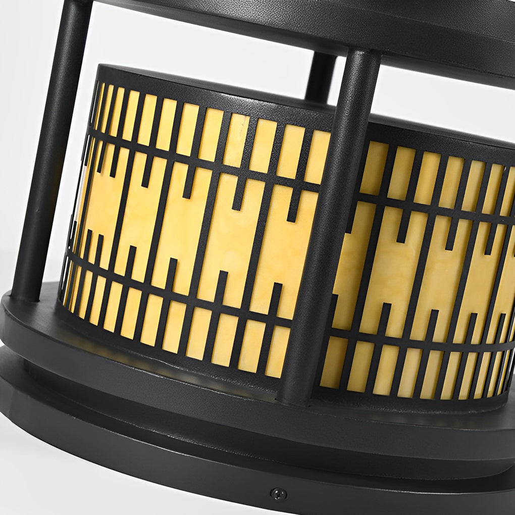 Hen Round Retro Pattern LED Marble Outdoor Fence Post Lights