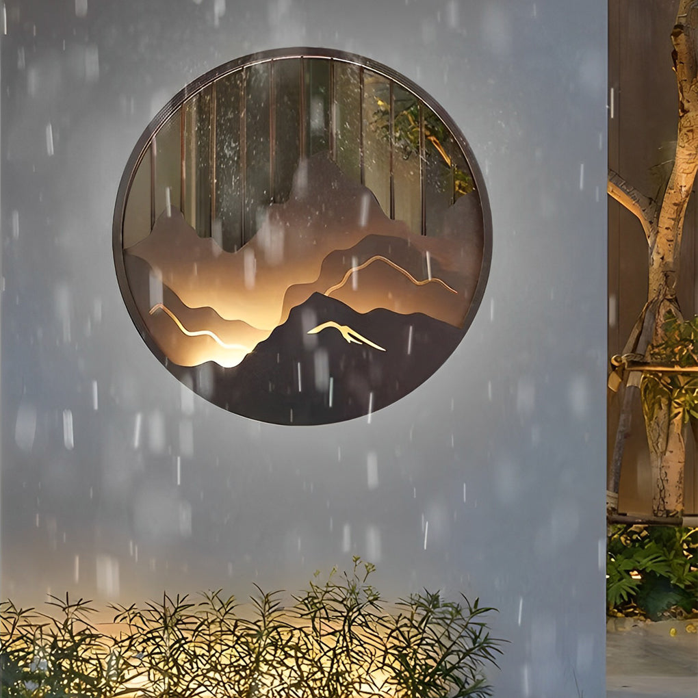 Mytle Round Mountain Scenery Outdoor Wall Sconce