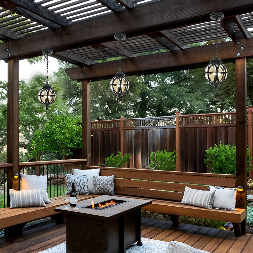 Beth Retro Ball Glass Outdoor Pendant Light