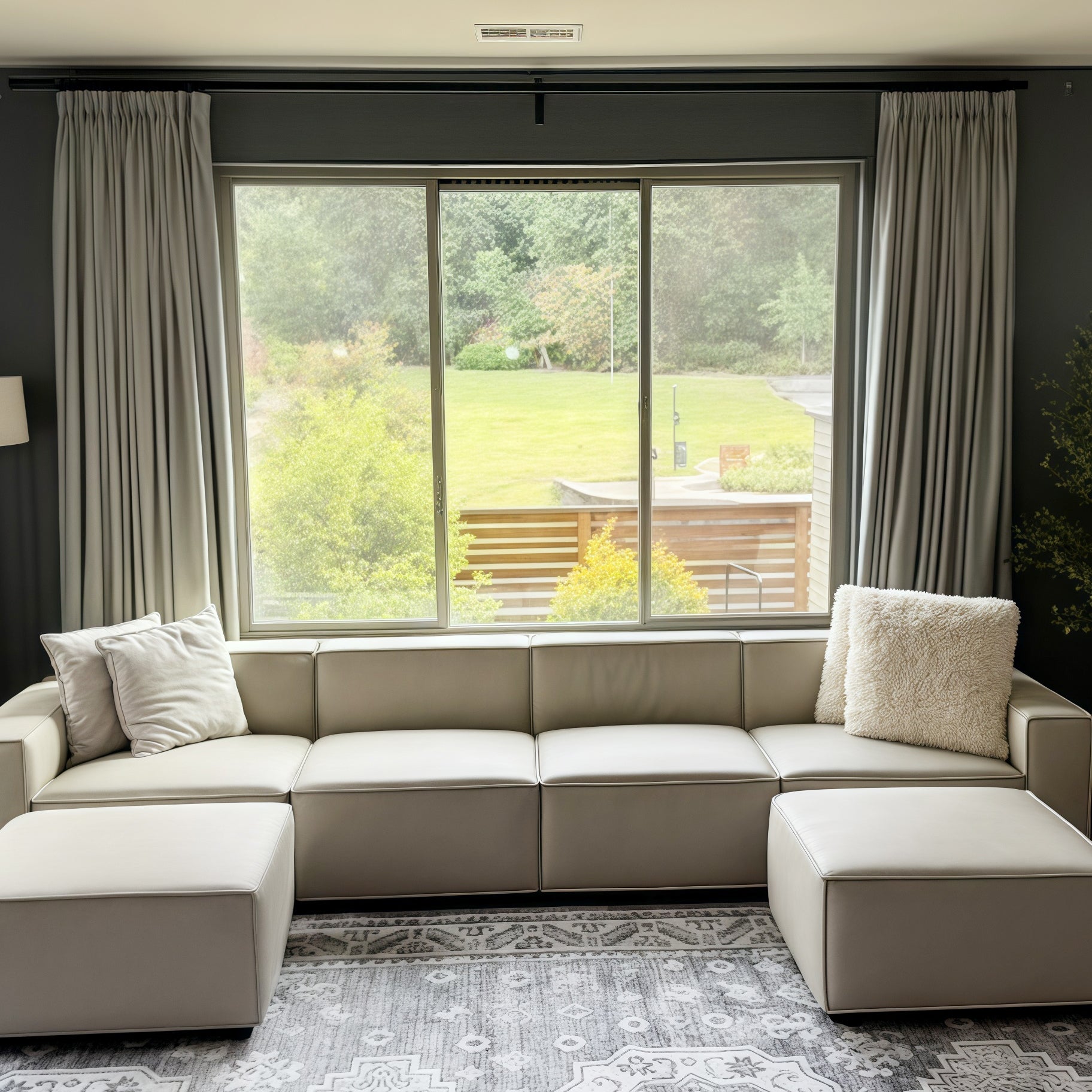Lily Linen Curtains & Drapes Pleated-Neutral Decor