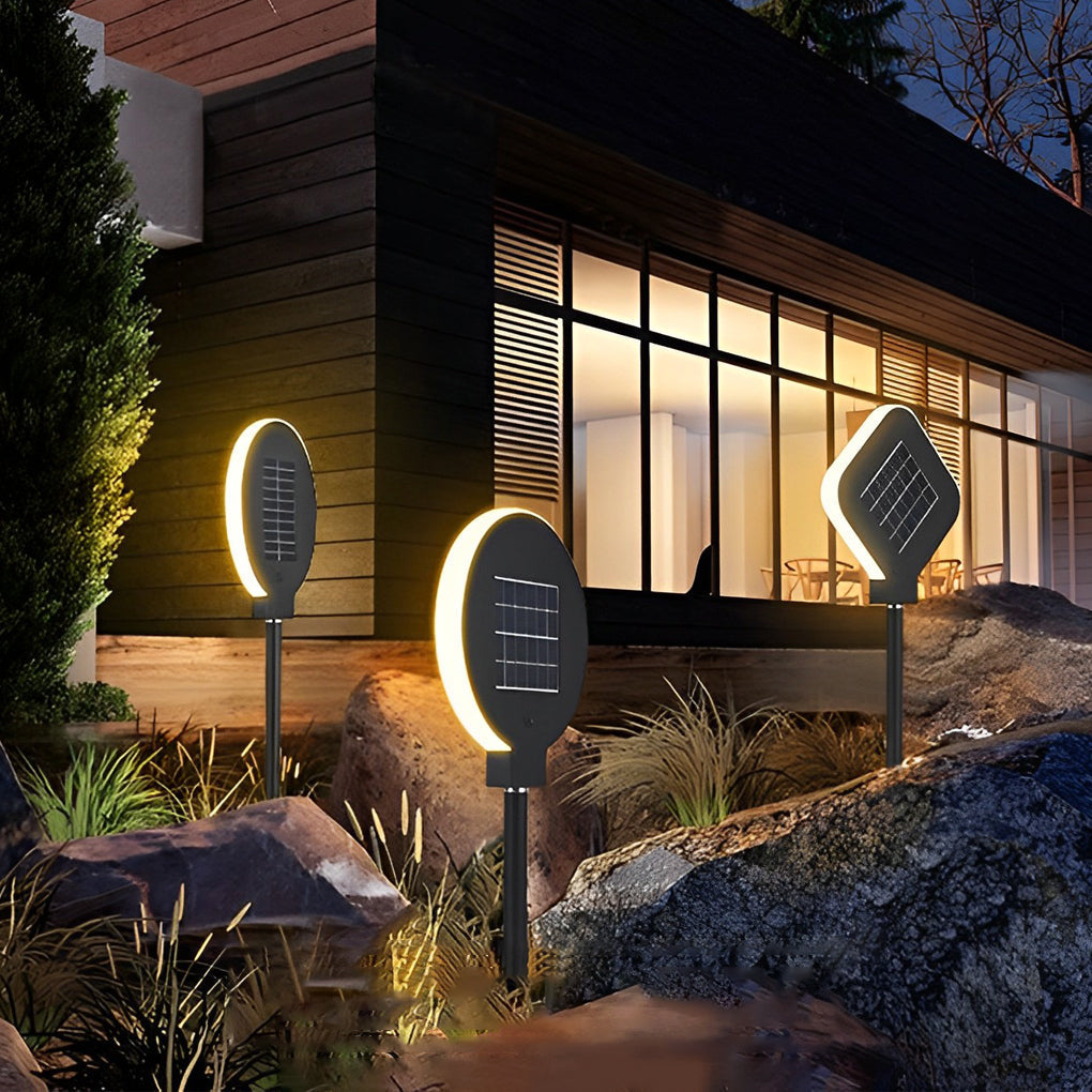 Peaceful Modern Circular Solar Steel Outdoor Lawn Light