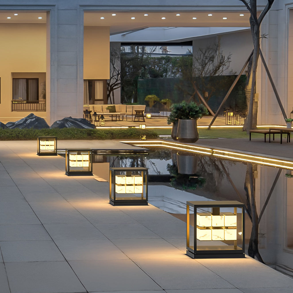Herdsm Square LED Modern Steel Outdoor Post Caps Lights