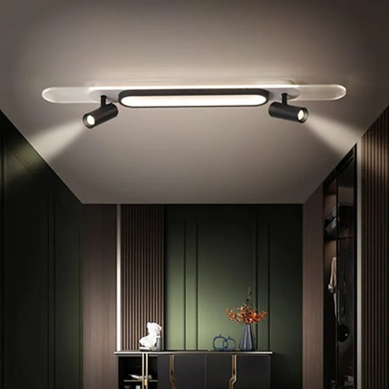 Aim Modern Rectangular LED Metal/Acrylic Ceiling Light, Black/White - Neutral Decor