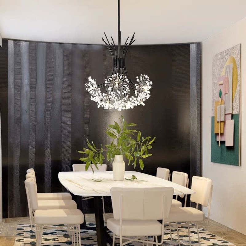Arisha Modern Art Deco Crystal Sputnik Chandelier, Black/Gold - Neutral Decor