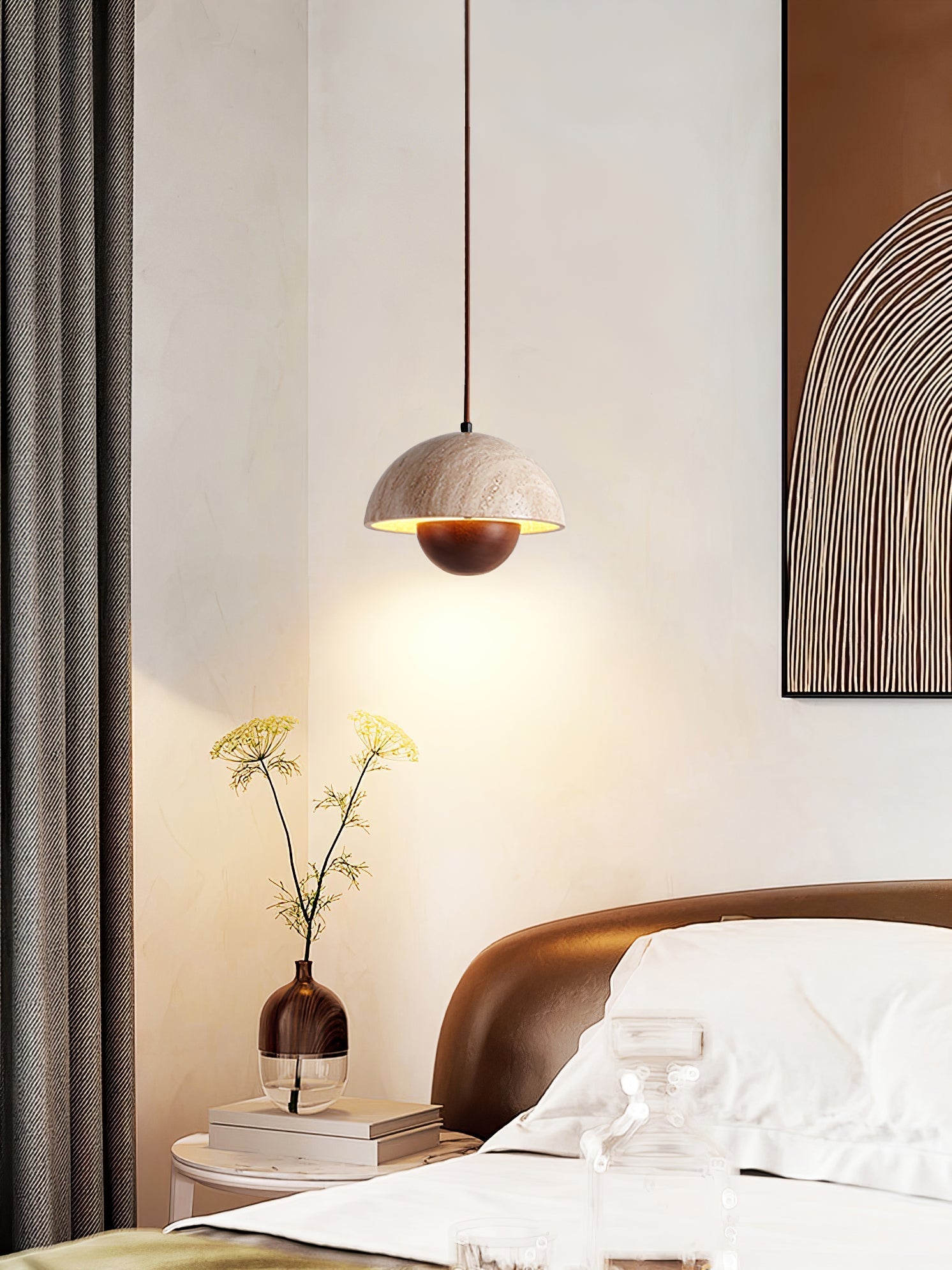 Ersile Travertine Pendant Light-Neutral Decor