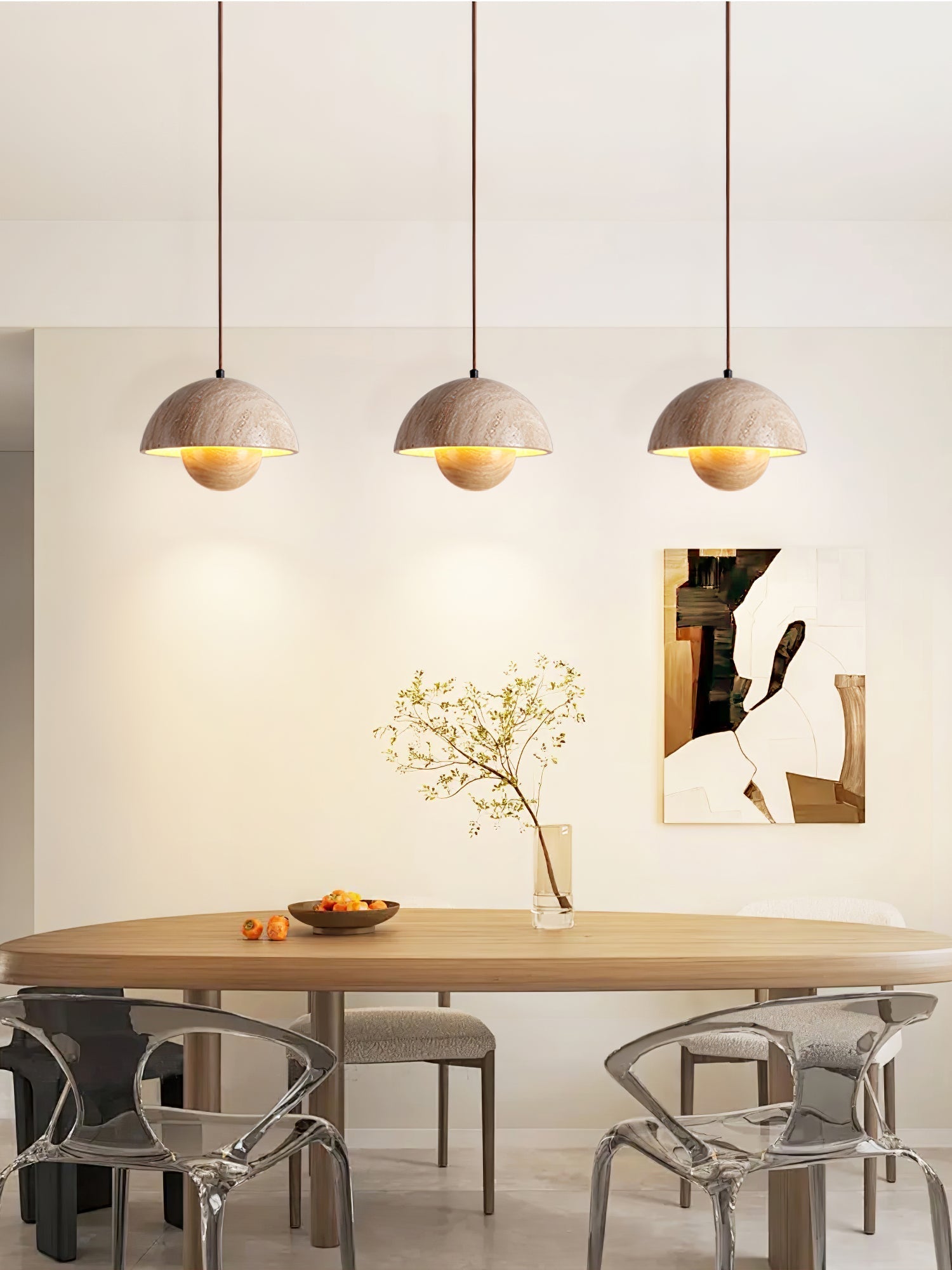 Ersile Travertine Pendant Light-Neutral Decor