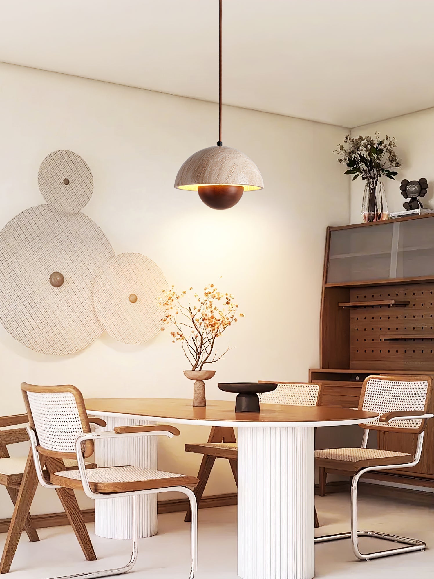 Ersile Travertine Pendant Light-Neutral Decor
