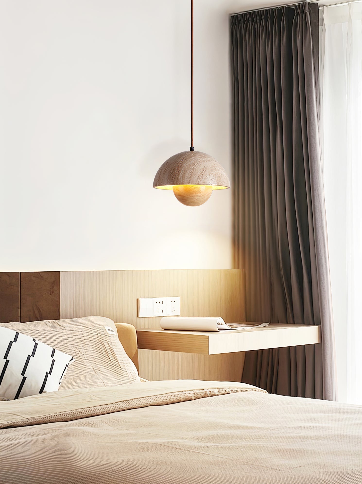 Ersile Travertine Pendant Light-Neutral Decor