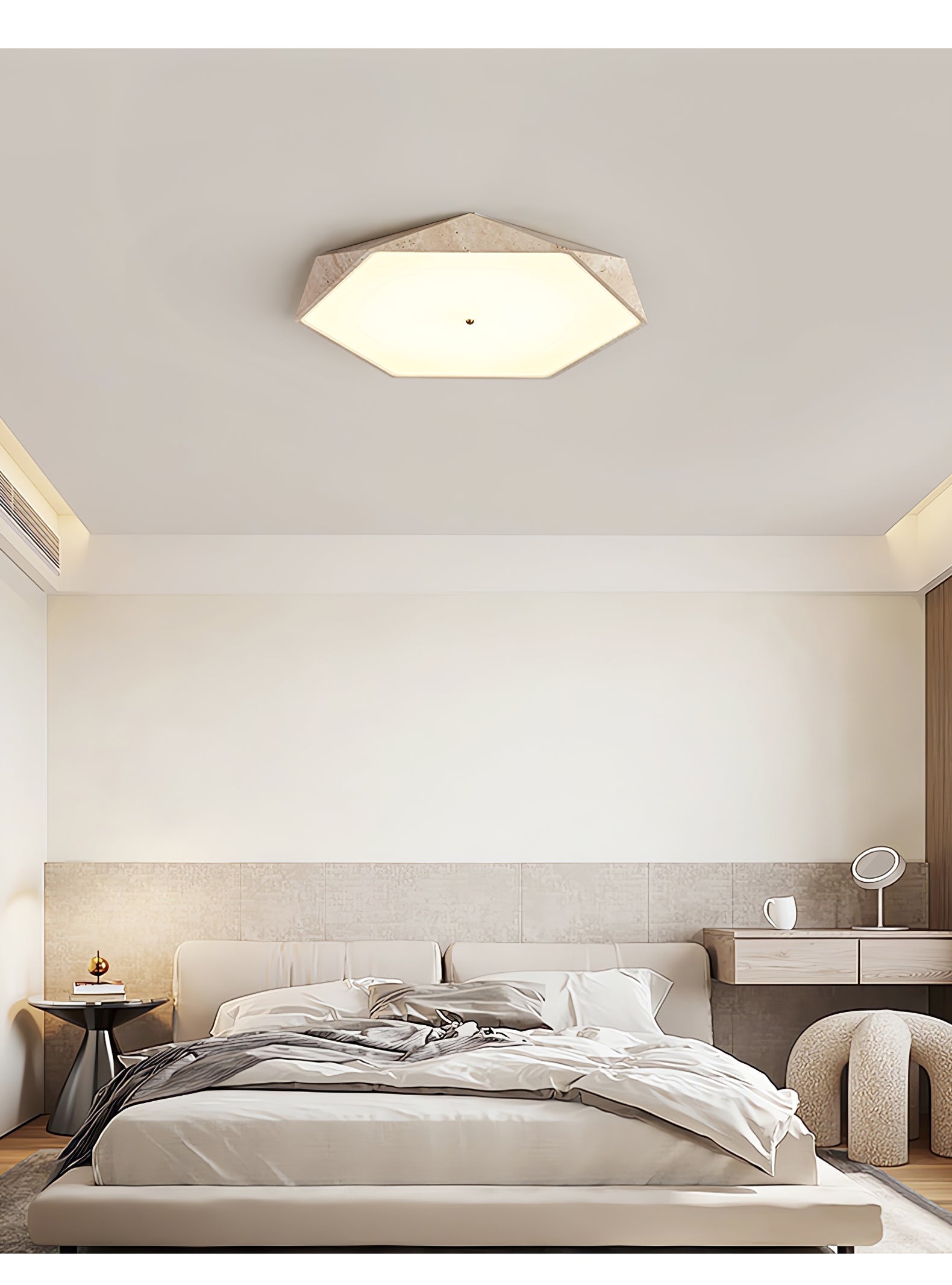 Hexagonal Travertine Ceiling Light-Neutral Decor