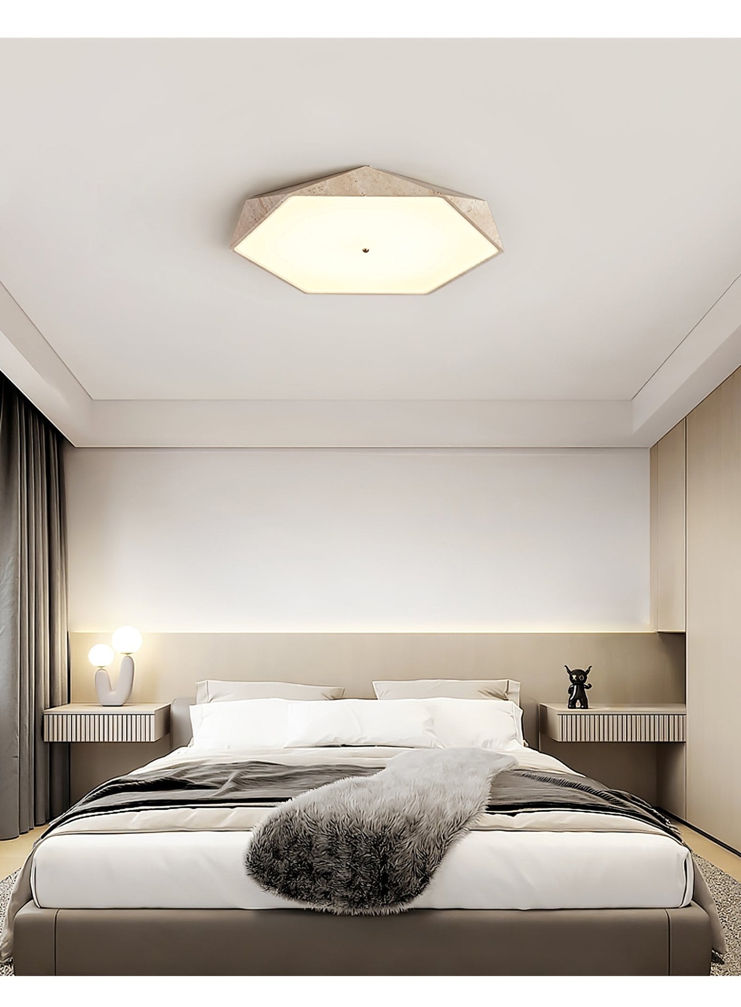 Hexagonal Travertine Ceiling Light-Neutral Decor