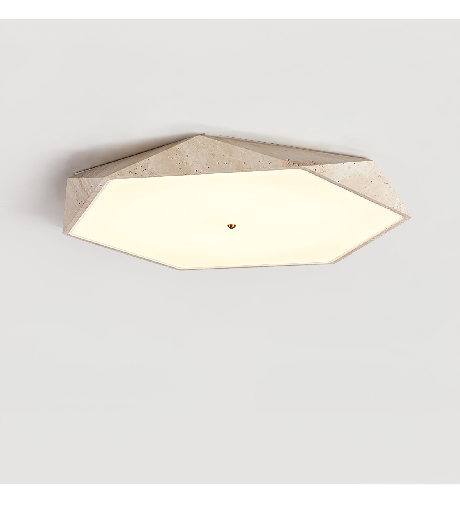 Hexagonal Travertine Ceiling Light-Neutral Decor
