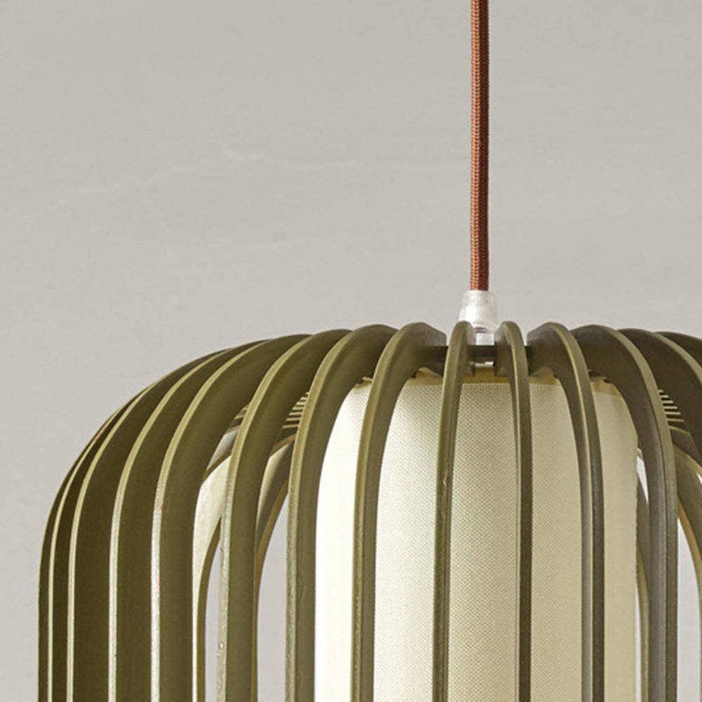 Muto Modern Birdcage Wood Pendant Light - Neutral Decor