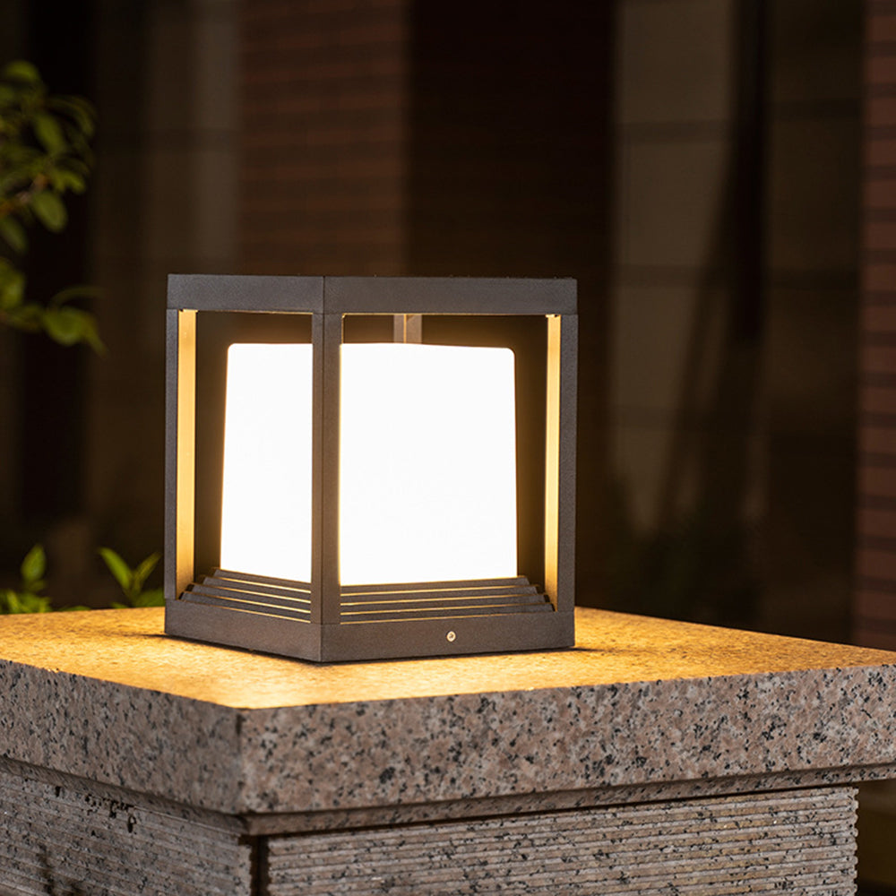 Ray Modern Rectangular Metal Outdoor Lamps, Black - Neutral Decor