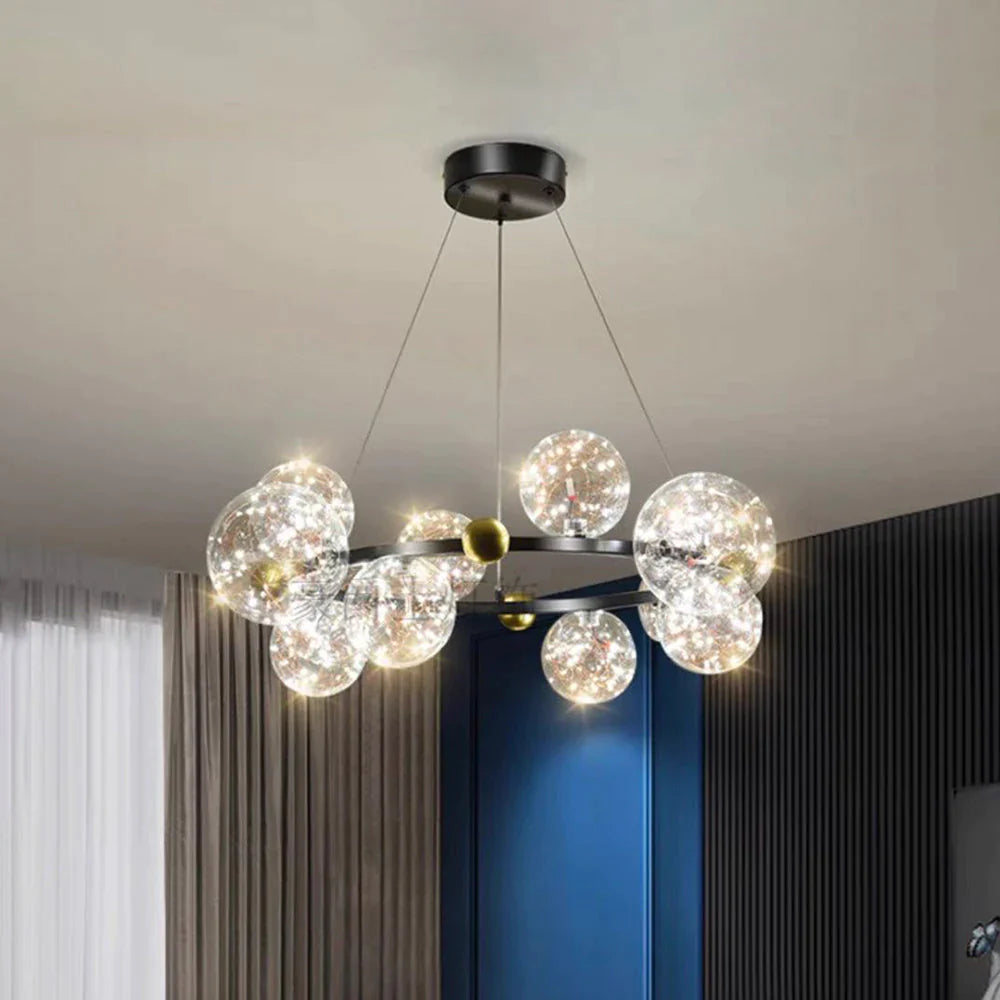 Valentina Art Deco Luminous Sphere Cluster Glass Pendant Light - Neutral Decor