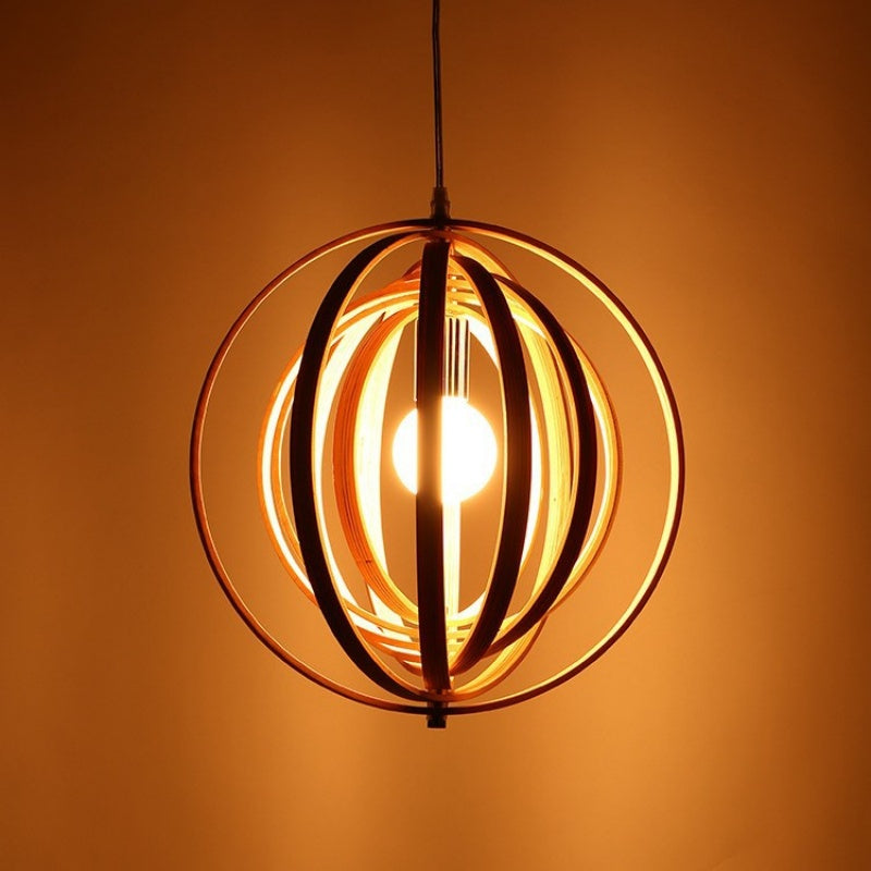 Muto Japanese LED Pendant Light Black/Gold Wood Bedroom/Bar - Neutral Decor